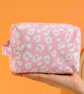 Pink leopard makeup bag