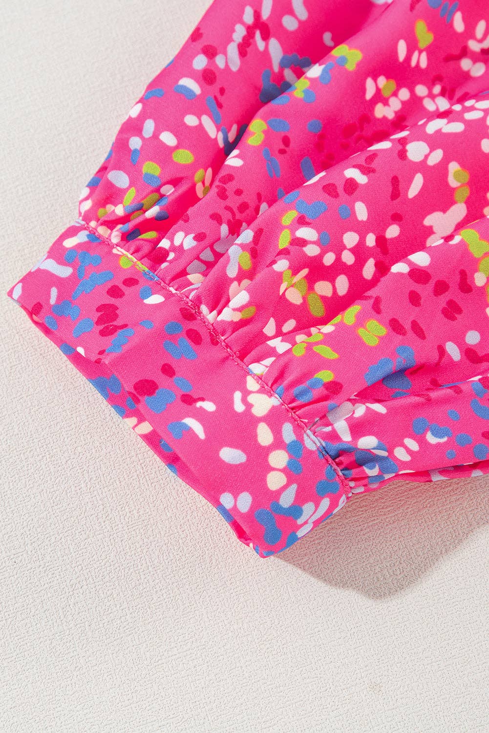 Abstract Print Collared V Neck Babydoll Blouse