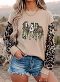 Sequin leopard horse long sleeve