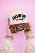 "Howdy" on Tan Cap with Patch Work