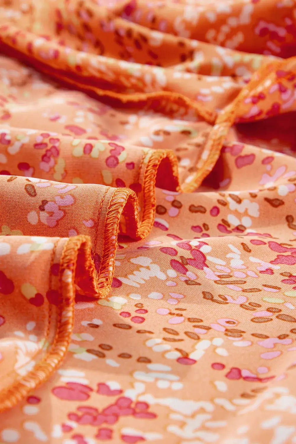 Abstract Print Collared V Neck Babydoll Blouse