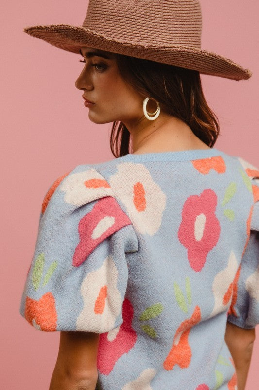 Light Blue Floral Sweater