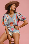 Light Blue Floral Sweater